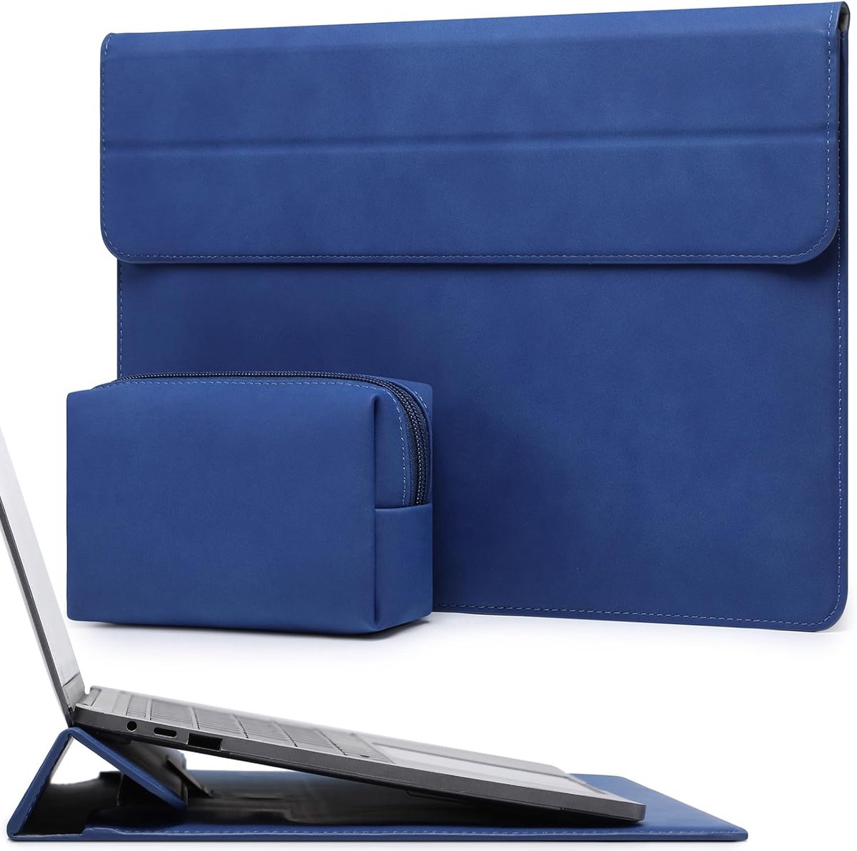 SnelShoppen - Laptop Sleeve 13 Inch met Stand voor MacBook Air/Pro, iPad Pro/Air en Surface Pro - Blauw, Waterafstotend, Bescherming, Draagbaar, 2026-