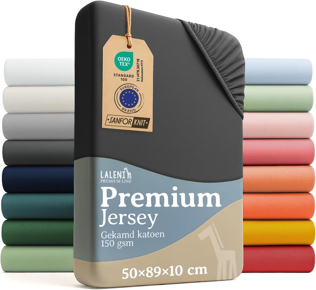 SnelShoppen - 2-Pack Fitted Sheet voor Co-Sleeper - Ademend 100% Katoen (150gsm), 89x50x10cm, Antraciet - Perfect voor Babybedje, Box en Wieg