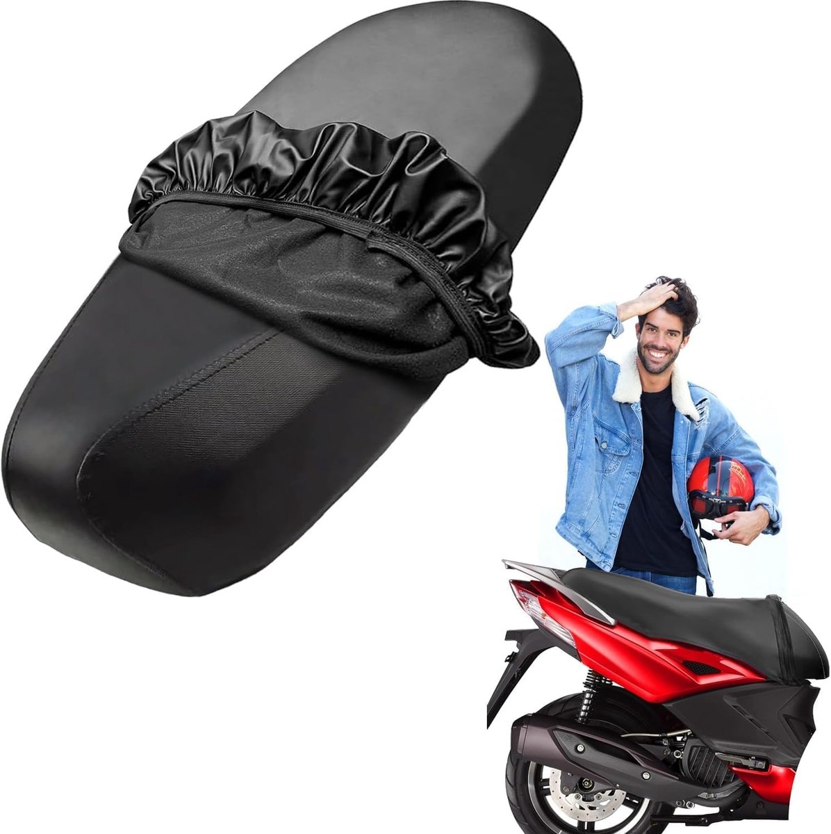 SnelShoppen - Universele Motorzittingbescherming - Waterdichte Zittinghoezen met Elastische Band voor de Meeste Motoren en Elektrische Fietsen (Zwart)