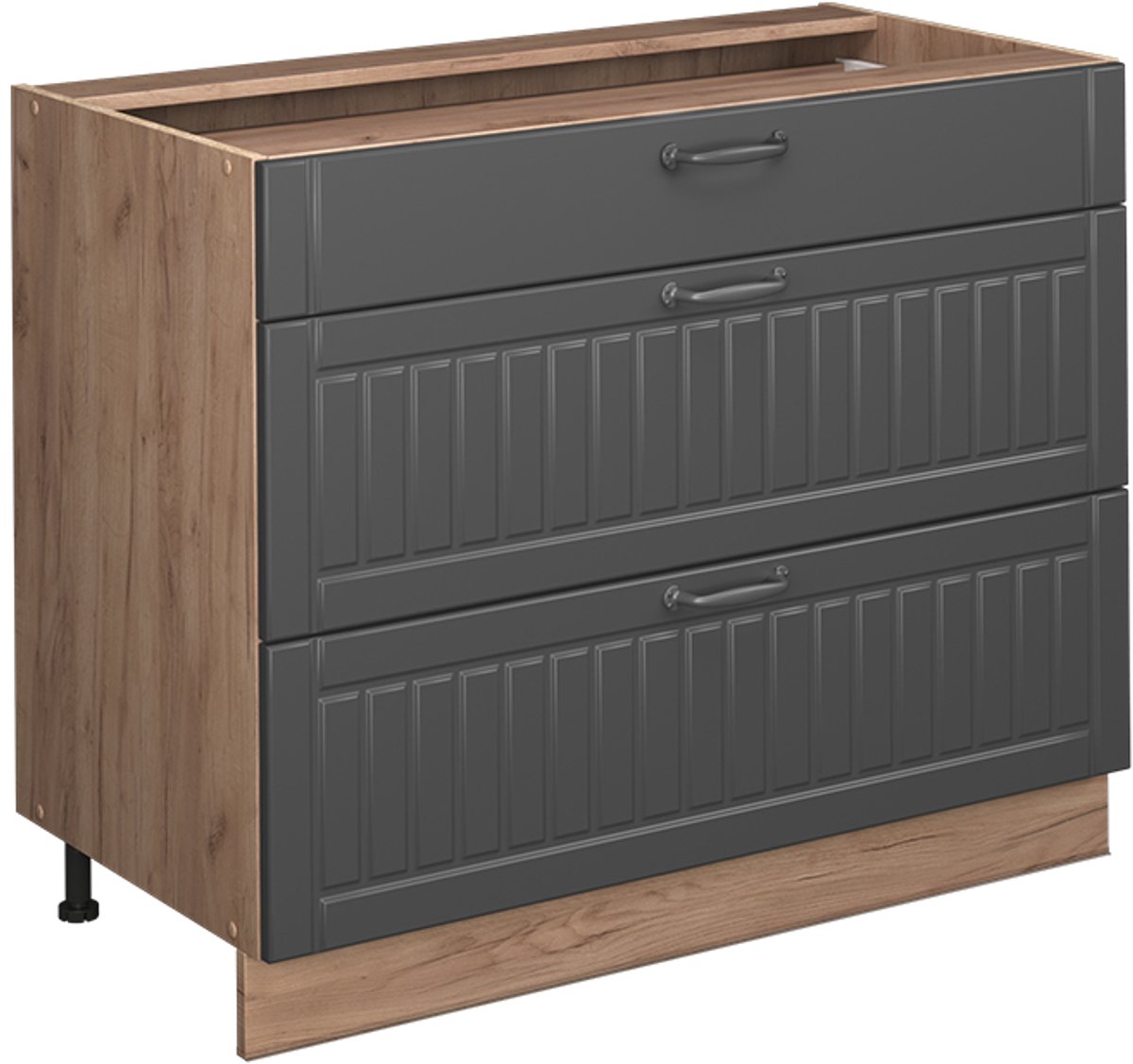 Vicco Keukenonderkast Fame-Line, Donkergrijs/Goudkleurig Eiken, 100 cm zonder werkblad