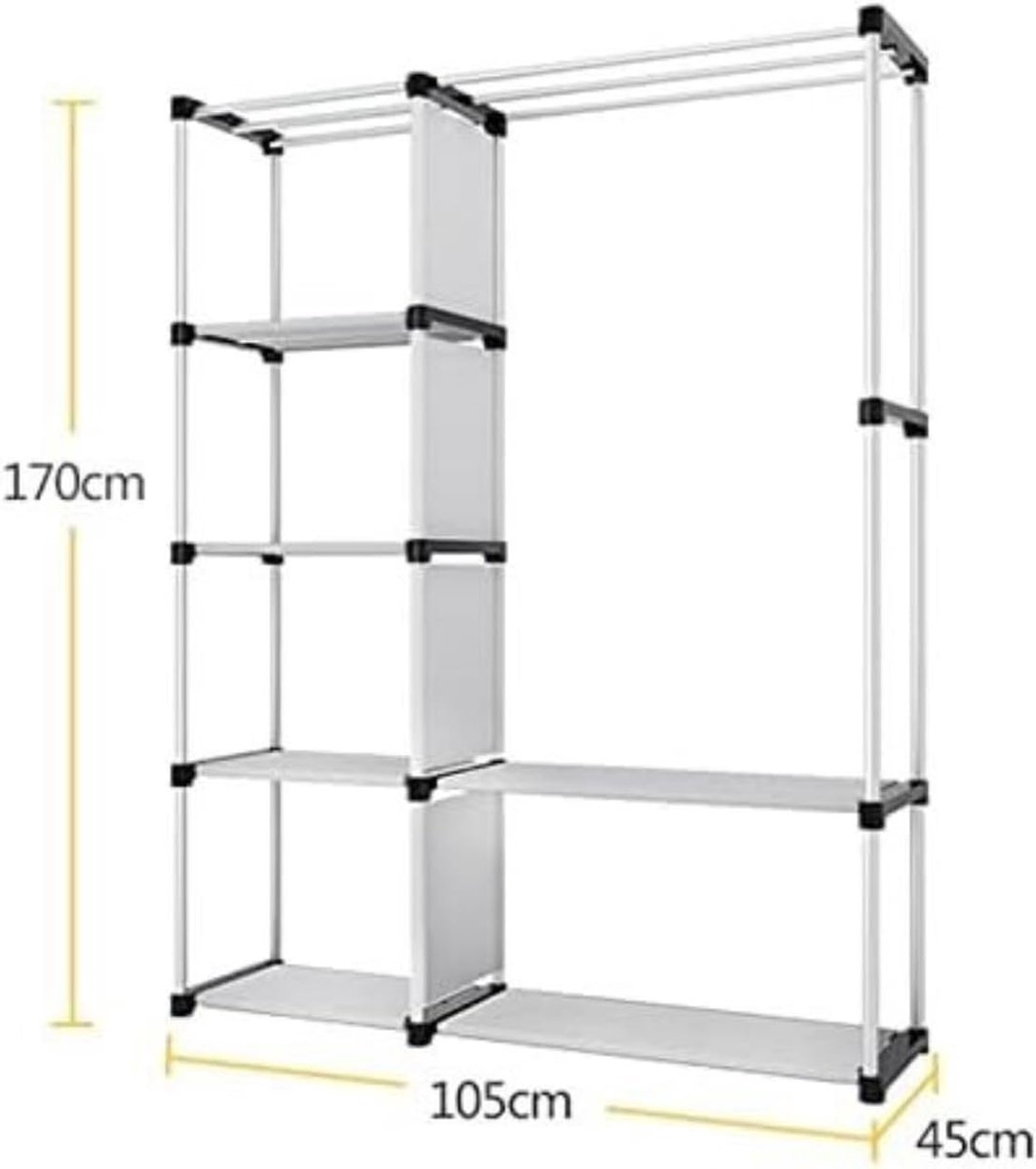 Kledingkast - Opbergkast Kleding - Kleding Opbergen - Stalen Frame - 105x45x170cm - C