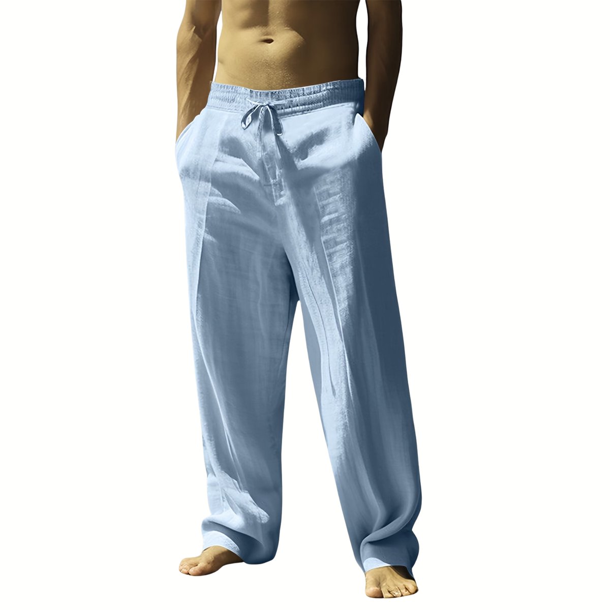 Currero Linnen Broek Heren - Zomerbroek - Volwassenen - Lange Broek - Pantalon - Strandbroek - Zomer - Ibiza Stijl - Blauw L