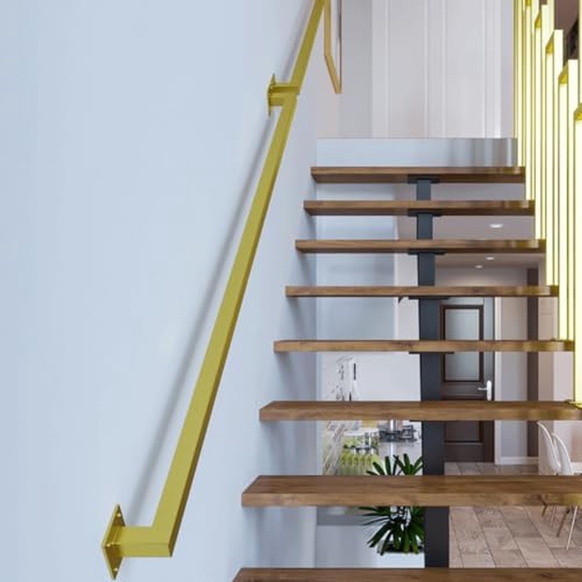 Smeedijzeren Trapleuning - Wandleuning Metaal - Veiligheid Binnen Buiten - Roestwerende Coating - 30-600 cm - Goud