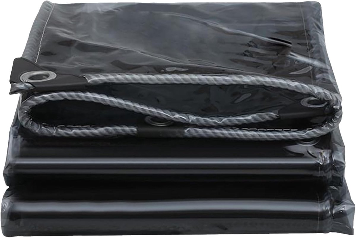 Zwart PVC Zeildoek - Waterdicht Dekzeil - Buiten Beschermen - Heavy Duty 400g/m² - 3x6m - Zwart