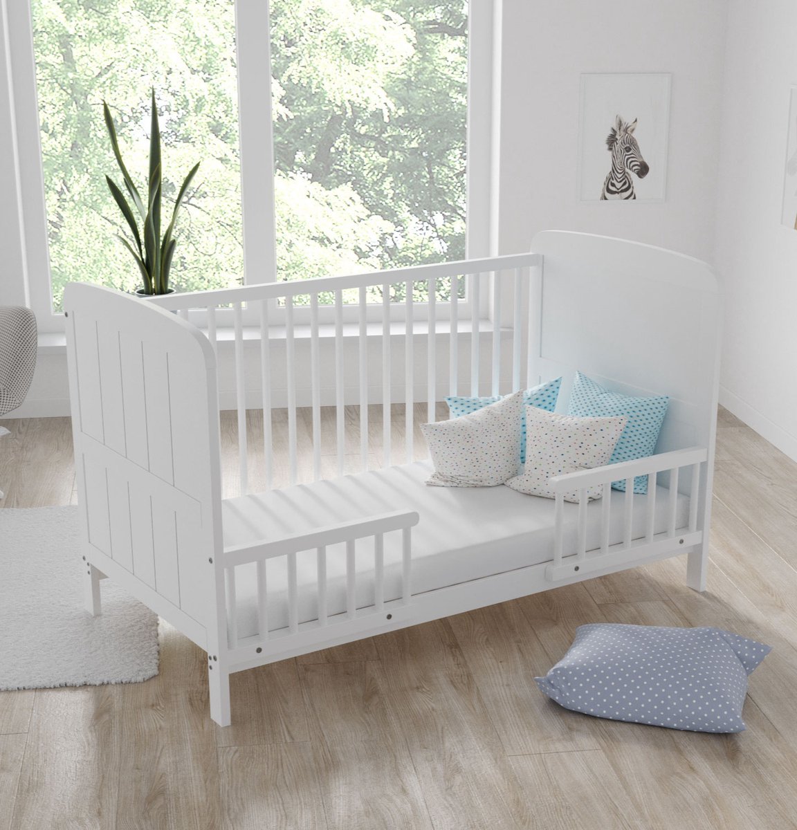Love For Sleep Maddox Babybedje 3-in-1 – Meegroeibed & Slaapbank 140x70 cm – Met Extra Uitvalbeveiliging – Exclusief Matras – Massief Grenenhout – Wit