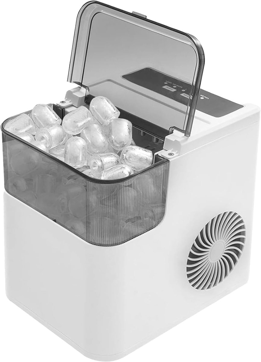 Elektrische IJsmachine - Aanrecht IJsmaker - Drankjes Koelen - Twee IJsvormen - 12 kg per 24 uur - Zilver