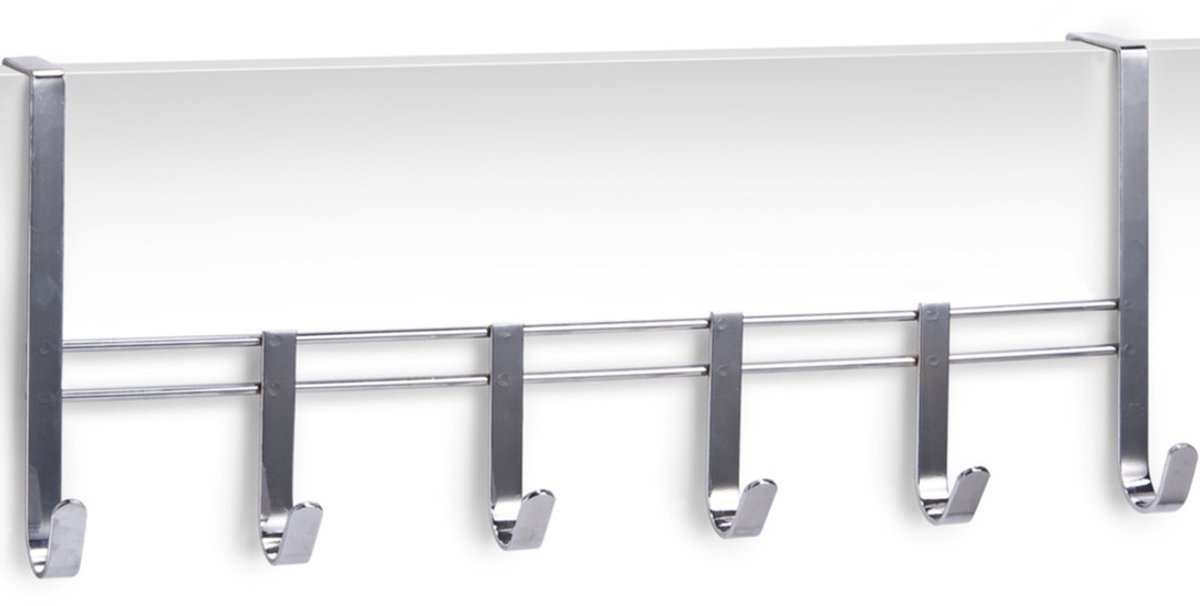 Zeller Kapstok - 2x - met 6 haken - zilver - metaal - 51 cm - deurhanger