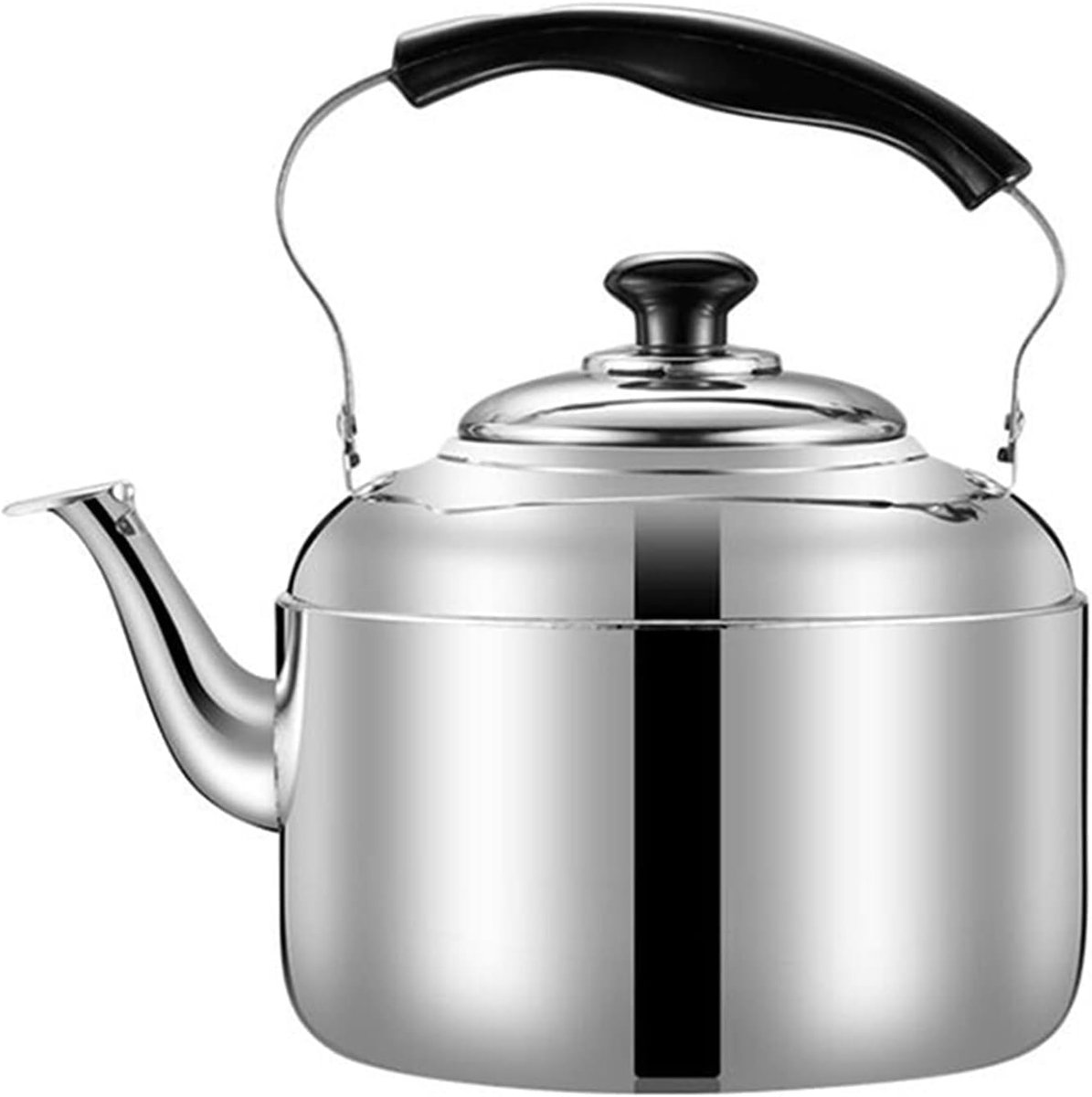 Waterketel RVS - Theeketel Koffie - Koken op fornuis - Hittebestendig handvat - 6L - Zilver