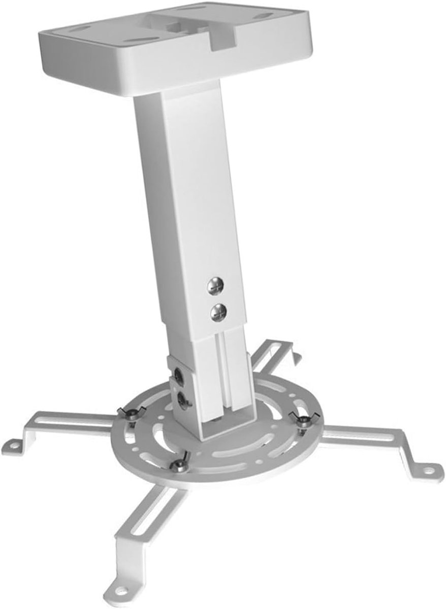 Projector Beugel - Plafondhouder Wandhouder - Thuisbioscoop Inrichten - In Hoogte Verstelbaar 360 Graden - Tot 10 kg - Wit