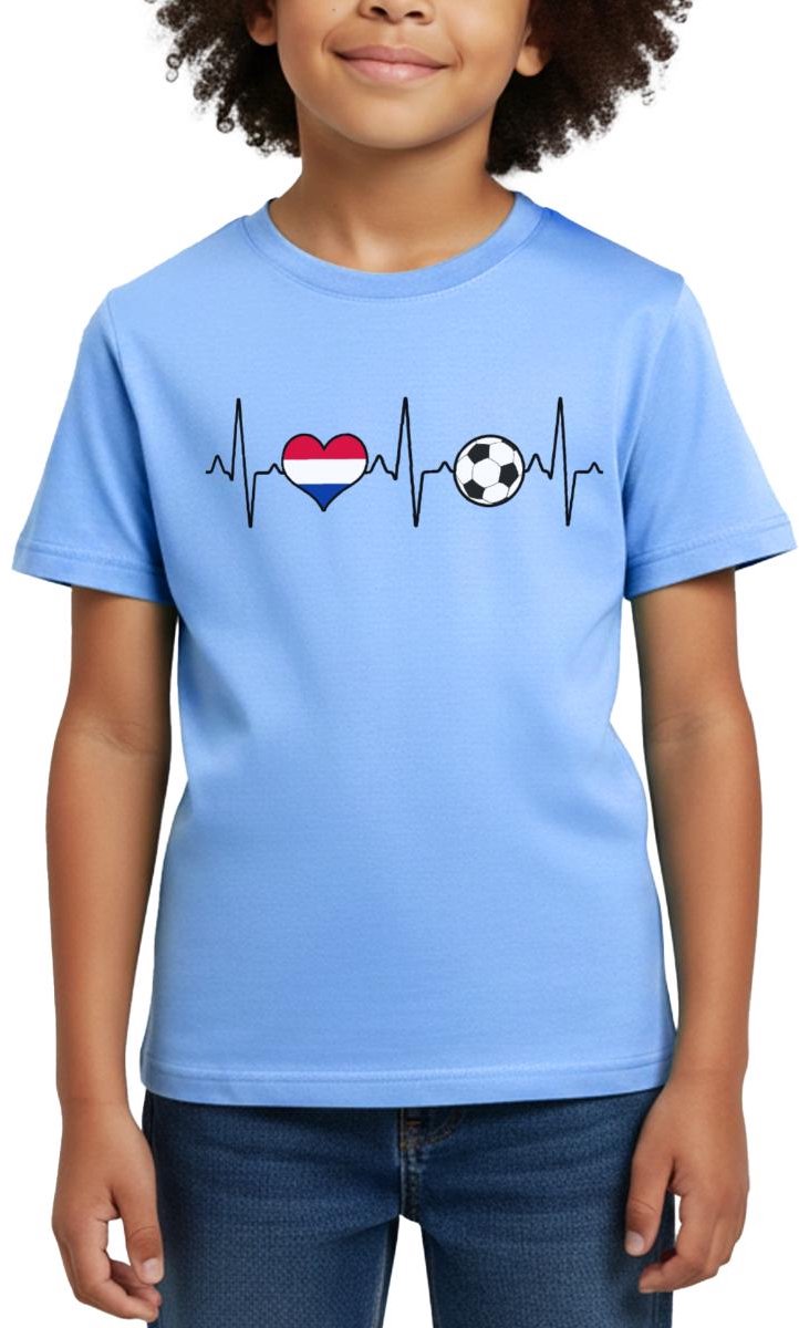 Nederland Voetbal Shirt Voetbal Hartslag T-Shirt Kinderen