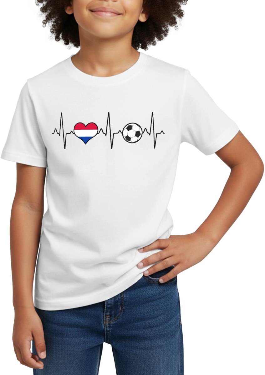 Nederland Voetbal Shirt Voetbal Hartslag T-Shirt Kinderen