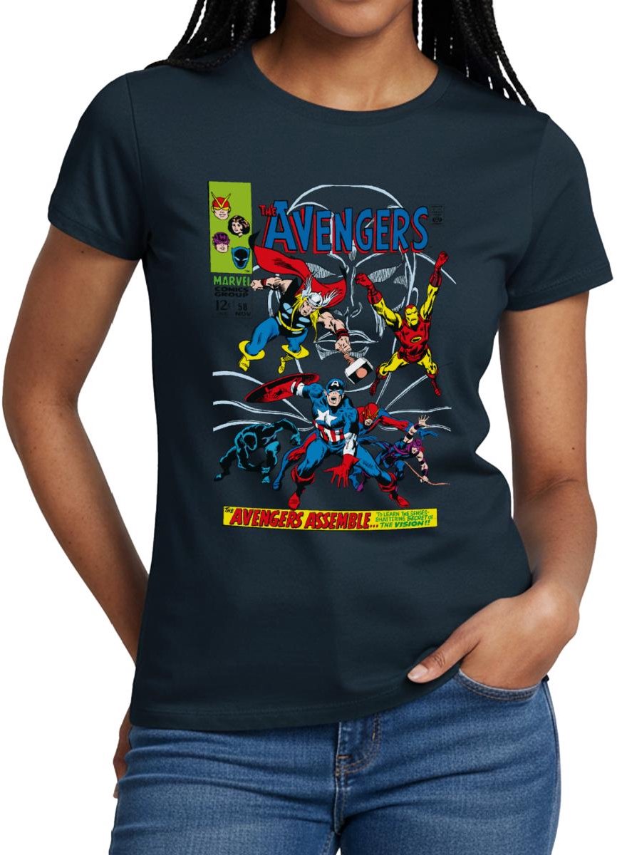 Avengers Assemble Comic Stripmotief T-Shirt Dames