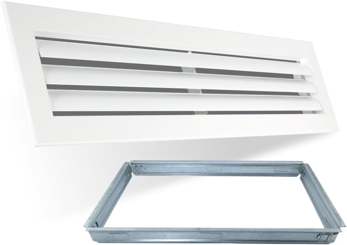 Ventilatierooster Rechthoekig - Luchtuitlaat Rooster - Luchtstroom Regelen - Gebogen Lamellen - 500 x 150 mm - Wit