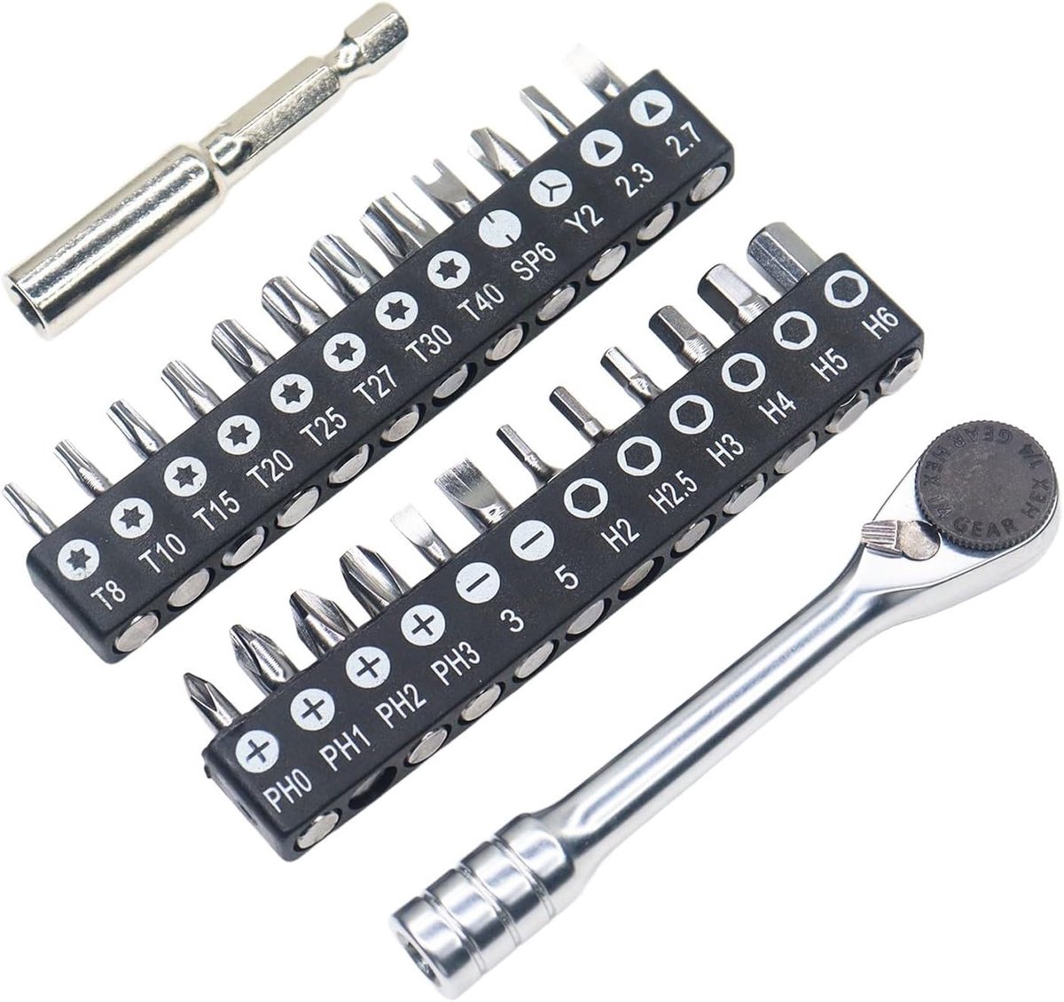 Ratelschroevendraaierset - Dopsleutel Set - Klus Klussen - 72 Tanden Mechanisme - 15 cm Lengte - Zilverkleurig