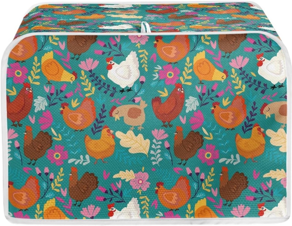 Keukenapparaat Hoezen - Stofkappen - Keuken Decoratie - Wasbaar Materiaal - Voor 4 Slices - Groene Bloemen
