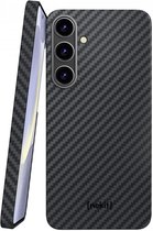 NEKIT Fiber Hoesje Geschikt voor Samsung Galaxy S24 Plus - Compatibel met MagSafe - Kevlar Aramidevezels 1500D - Back Cover Ultra Dun - Grijs/Zwart