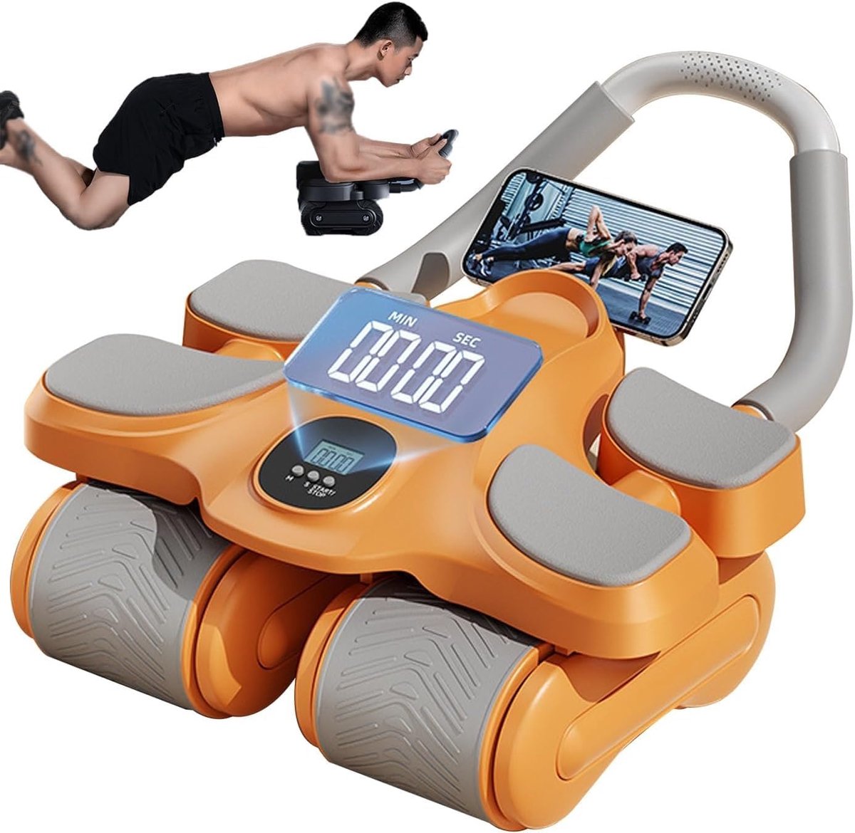 Ab Roller Wiel - Buikspierwiel Core Trainer - Core Training - Automatische Rebound - 4-wielig - Oranje