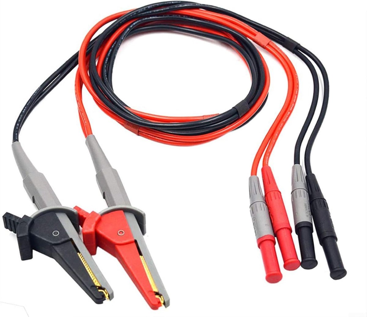 Kelvin Meetkabel - Testkabel Krokodillenklem - Elektrisch Testen - Kelvin Meetmethode - 4 mm - Zwart/Rood