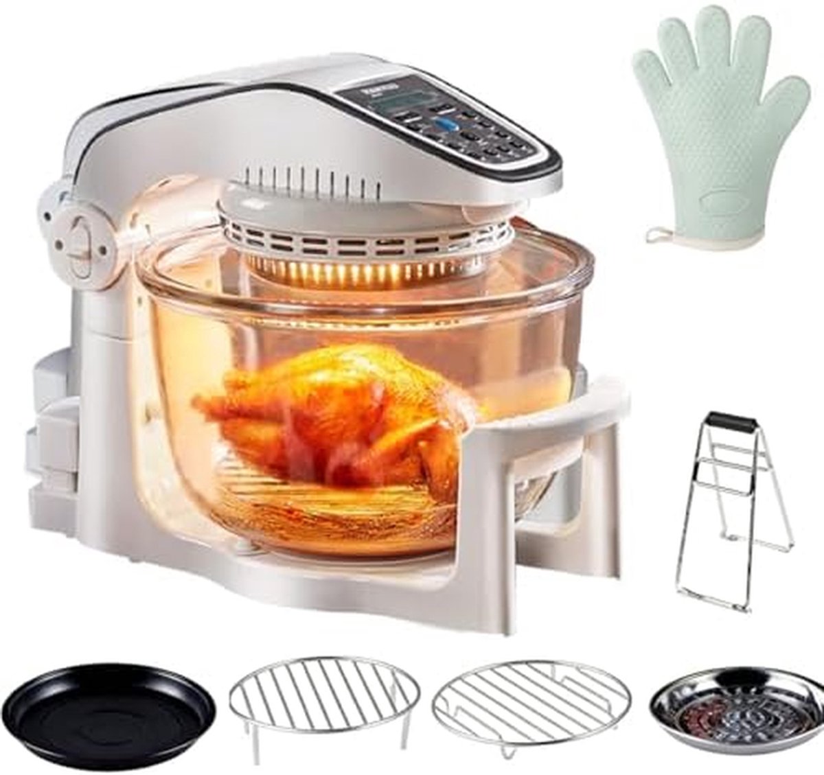 Halogeen Airfryer - Heteluchtfriteuse Oven - Gezond Koken - 10 Slimme Presets - 10 Liter - Wit