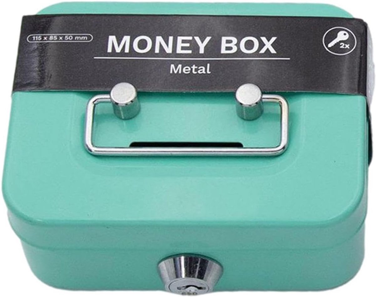 Kleine Geldkluis - Mini Safe Box - Waardevolle Spullen Bewaren - Sleutelvergrendeling - 11.5 x 8.5 x 5.8 cm - Groen