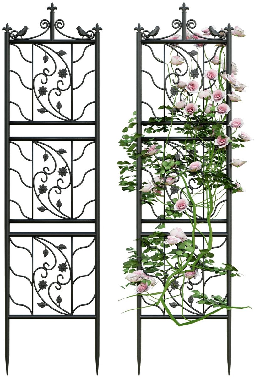 M-Goods - Tuinrek Metaal - Klimrek voor Planten - Plantensteun - Tuinscherm Decoratief - 195 cm - Set van 2
