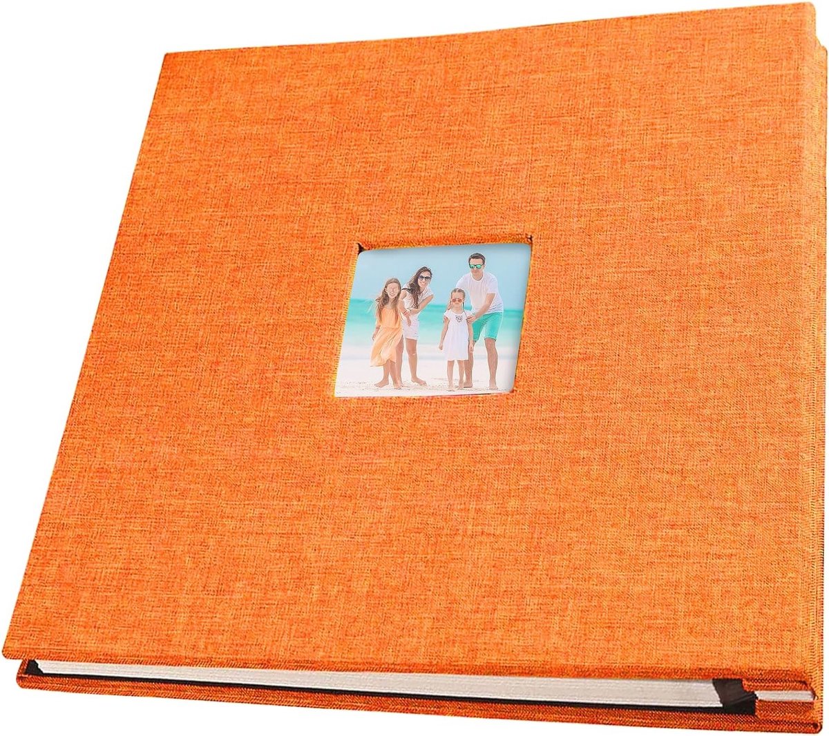 Linnen fotoalbum met zelfklevende pagina's, 28 x 27 cm, groot scrapbook met 40 dubbelzijdige bladen, ideaal voor herinneringen en foto’s van 4 x 6 inch of 8 x 10 inch