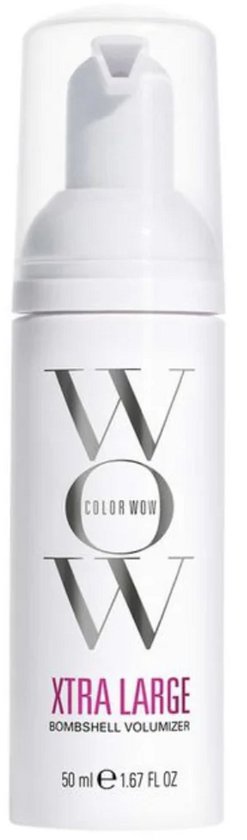 Witte fles Color Wow Xtra Large Bombshell Volumizer met pompdispenser. 50 ml.