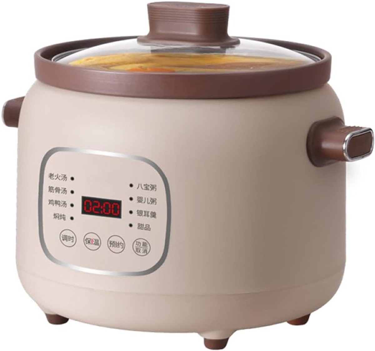 Stoofpot Kookpot - Multicooker Timer - Langzaam Koken - Keramische Binnenpan - 3 Liter - Bruin