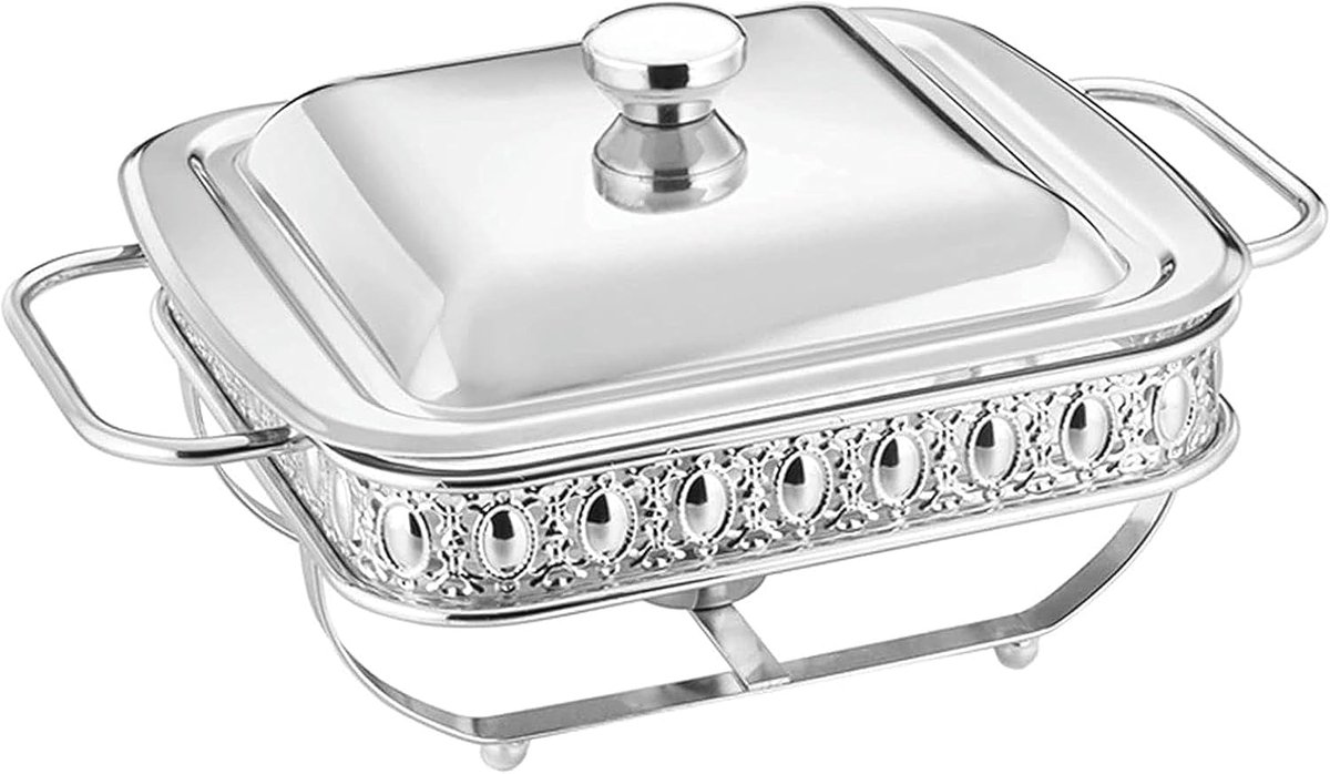 Warmhoudplaat Eten - Buffet Set - Feestelijk Diner - Roestvrij Staal - 1.8 Liter - Zilver