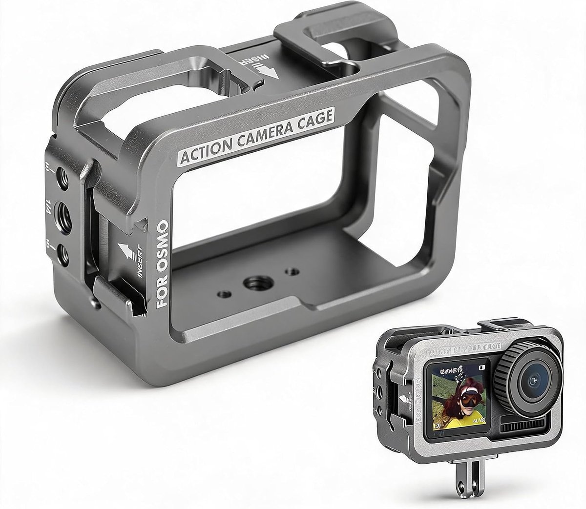 SnelShoppen - Protective Case voor Camera, Aluminium Behuizing, Beschermende Kooi met 2 Koudeschoen, Zilver-wit, Lichtgewicht en Duurzaam