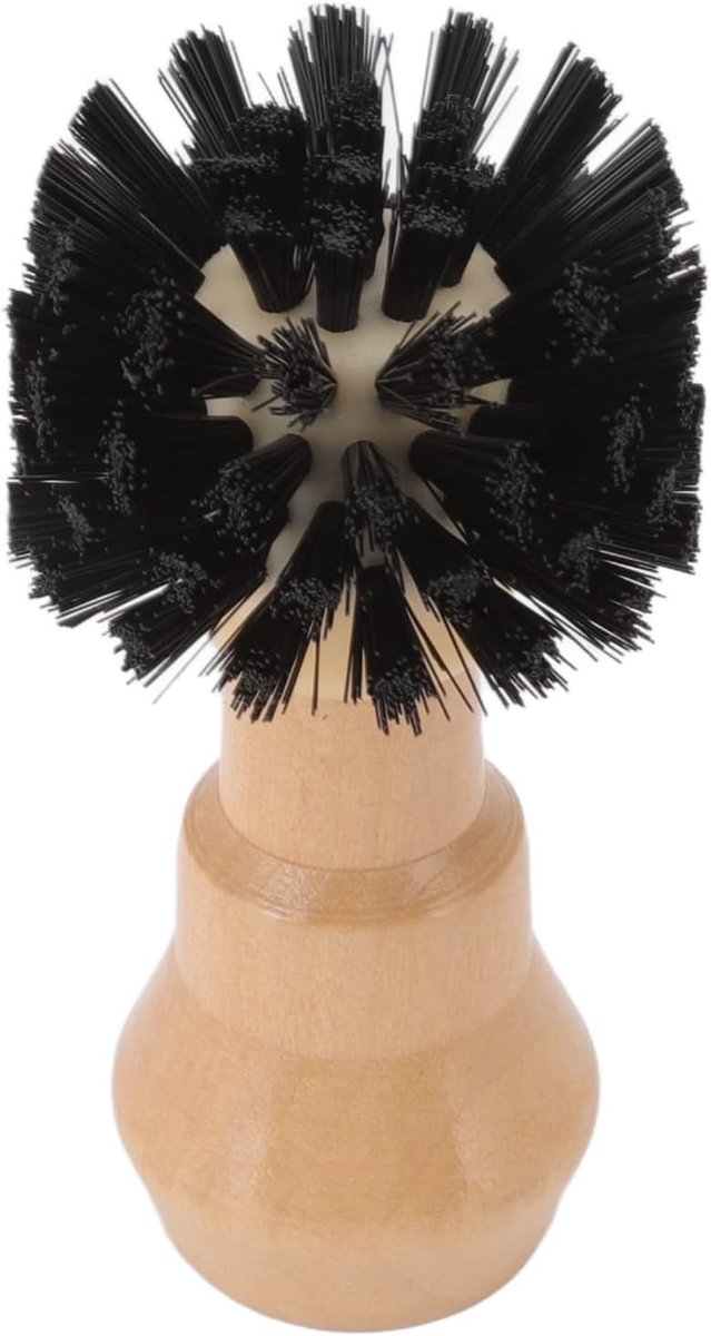 SnelShoppen - Professionele Koffie Portafilter Reinigingsborstel met Nylon Borstelkop en Ronde Beuken Houten Handgreep (51/54mm) - Keuken Tools voor K