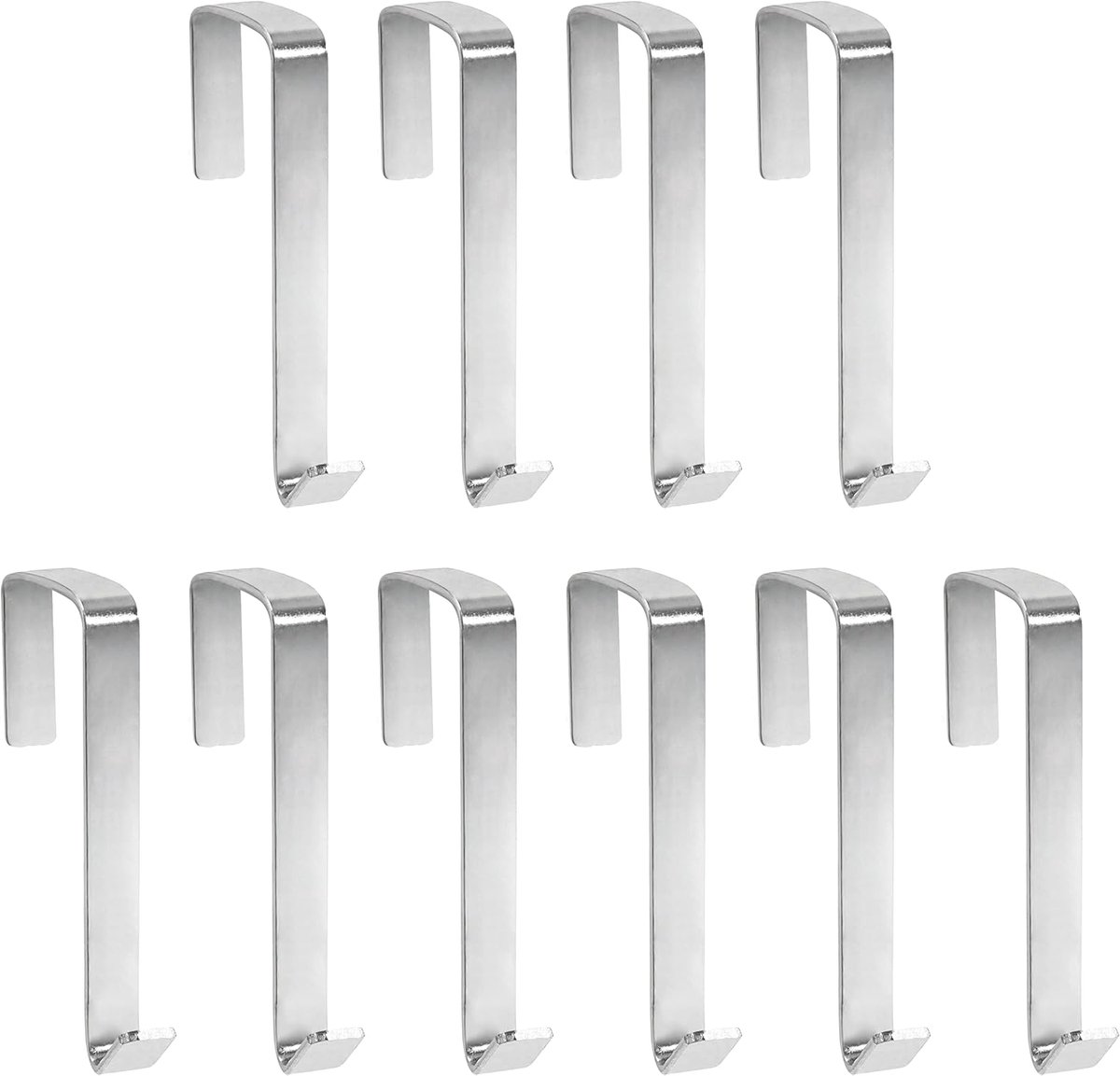 SnelShoppen - 10-delige Z-vormige metalen haak voor over de deur, stevige haken voor handdoeken, kleding, tassen, badkamer en kast, zilver, heavy duty