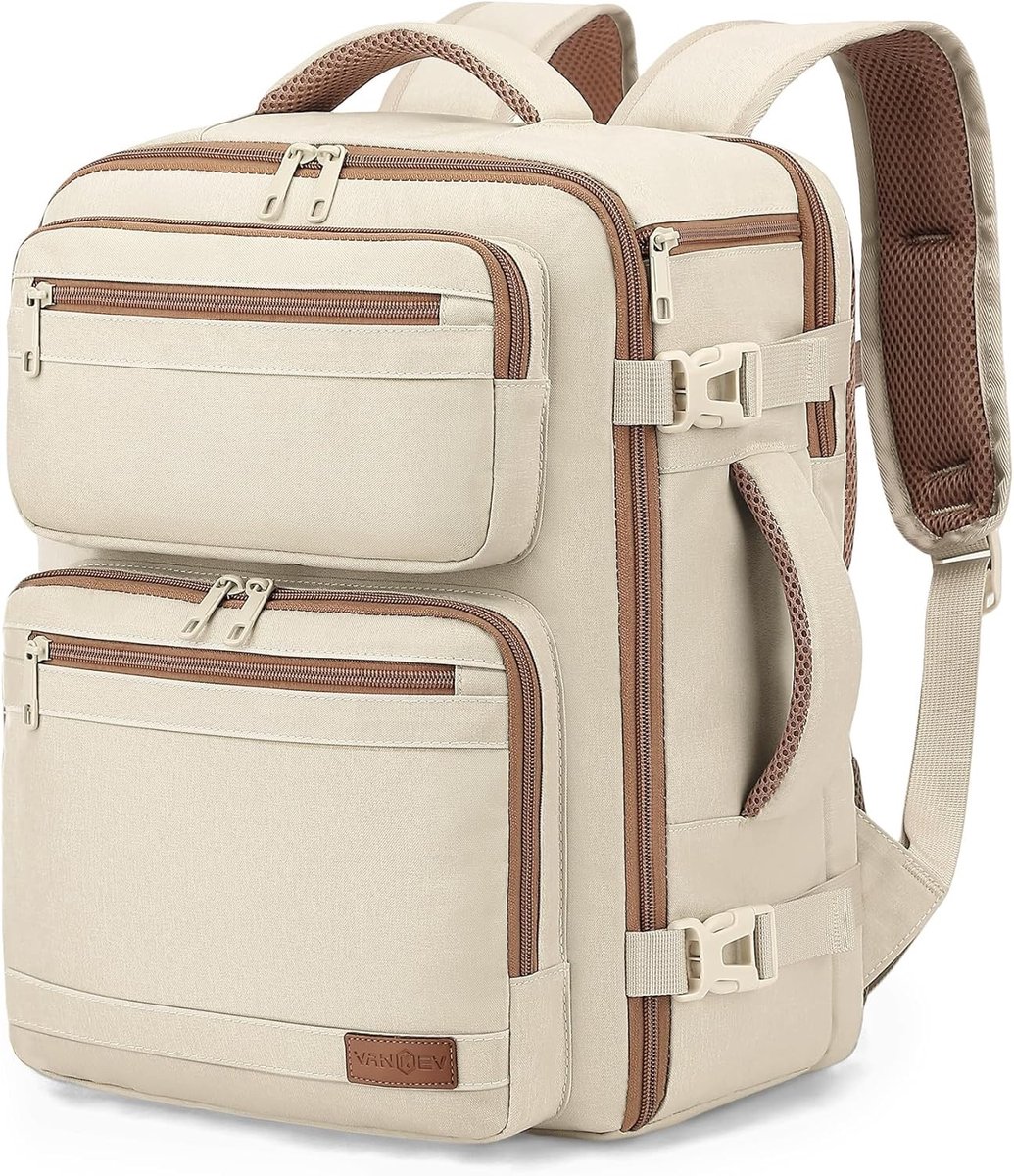 Reisrugzak voor Cabin Luggage 45x36x20 | 32L, Ideaal voor Vliegtuig, School en Werk, Geschikt voor 15.6 inch Laptop, Casual Beige Rugzak