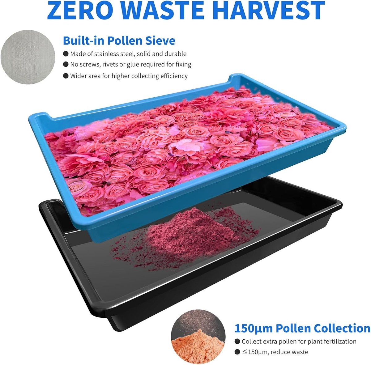 Trimming Tray Set met Pollenzeef, Oogstbox, Scharen en Vergrootglas voor Efficiënt Plantenonderhoud