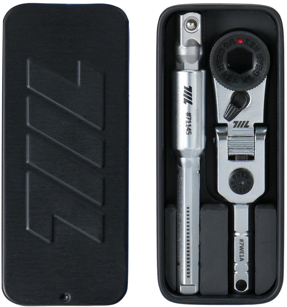 SnelShoppen - 711L EDC Flex Hoofd Ratelsleutel met T-handvat, 1/4 Inch Mini Ratchet Tool met Socket Extension en Sleutelring Gat voor Thuis, Garage en