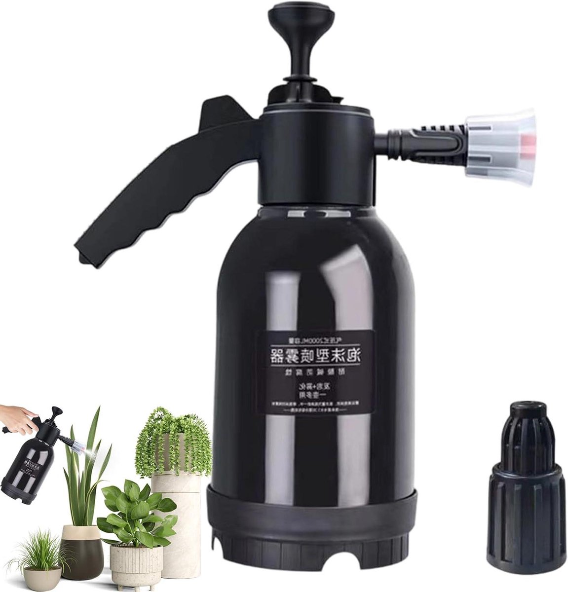 Tuin Drukspuit - Planten Spuitfles - Planten Water Geven - Arbeidsbesparend Hogedruksysteem - 2L - Zwart