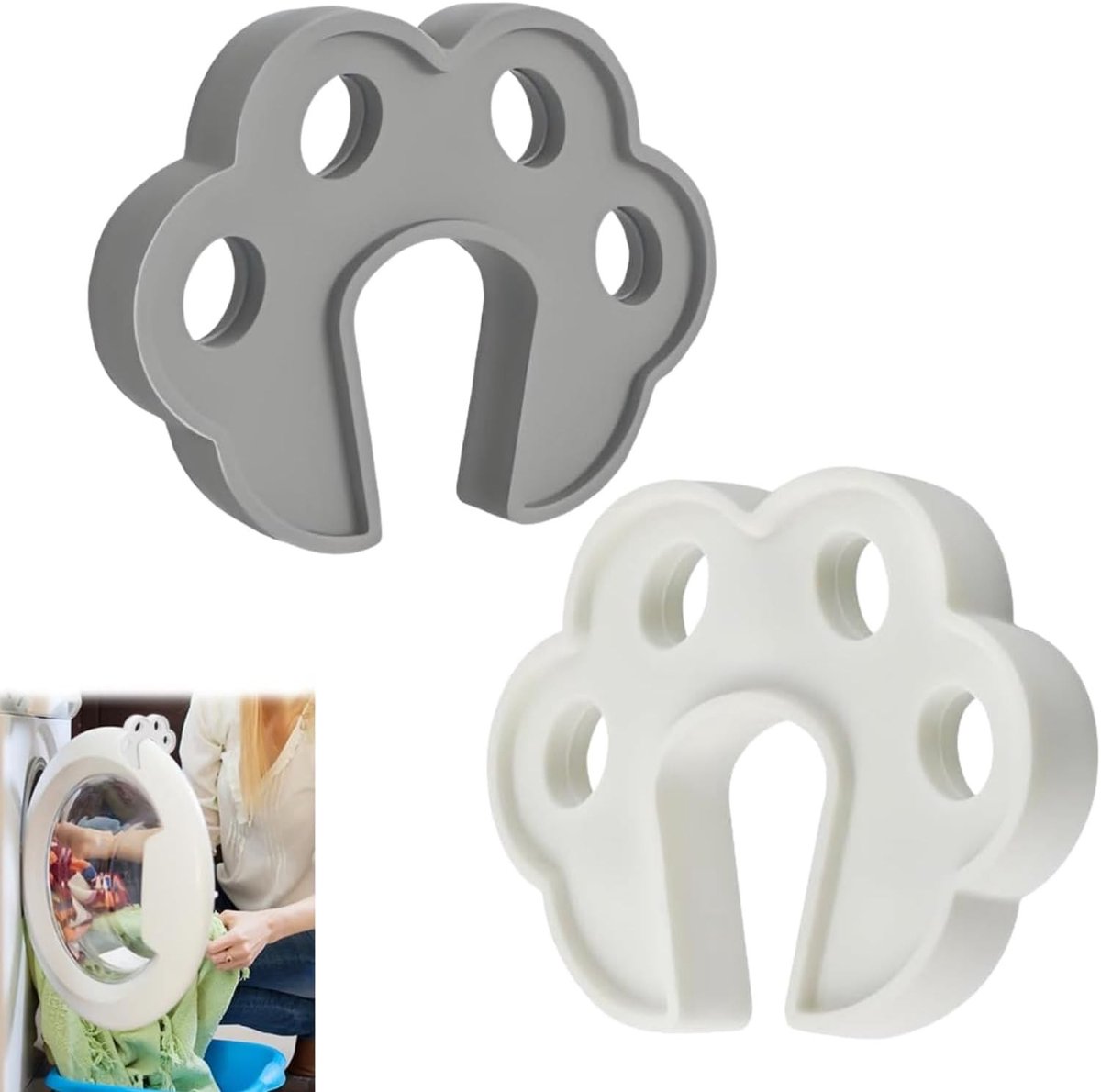 Steun voor Wasmachine Deur, Grijs en Wit, Deurstop voor Voorladers, Voorkomt Dampen, 10 x 8 cm, Wasmachine Accessoires, Deurbeugel, Huishoudelijke Producten