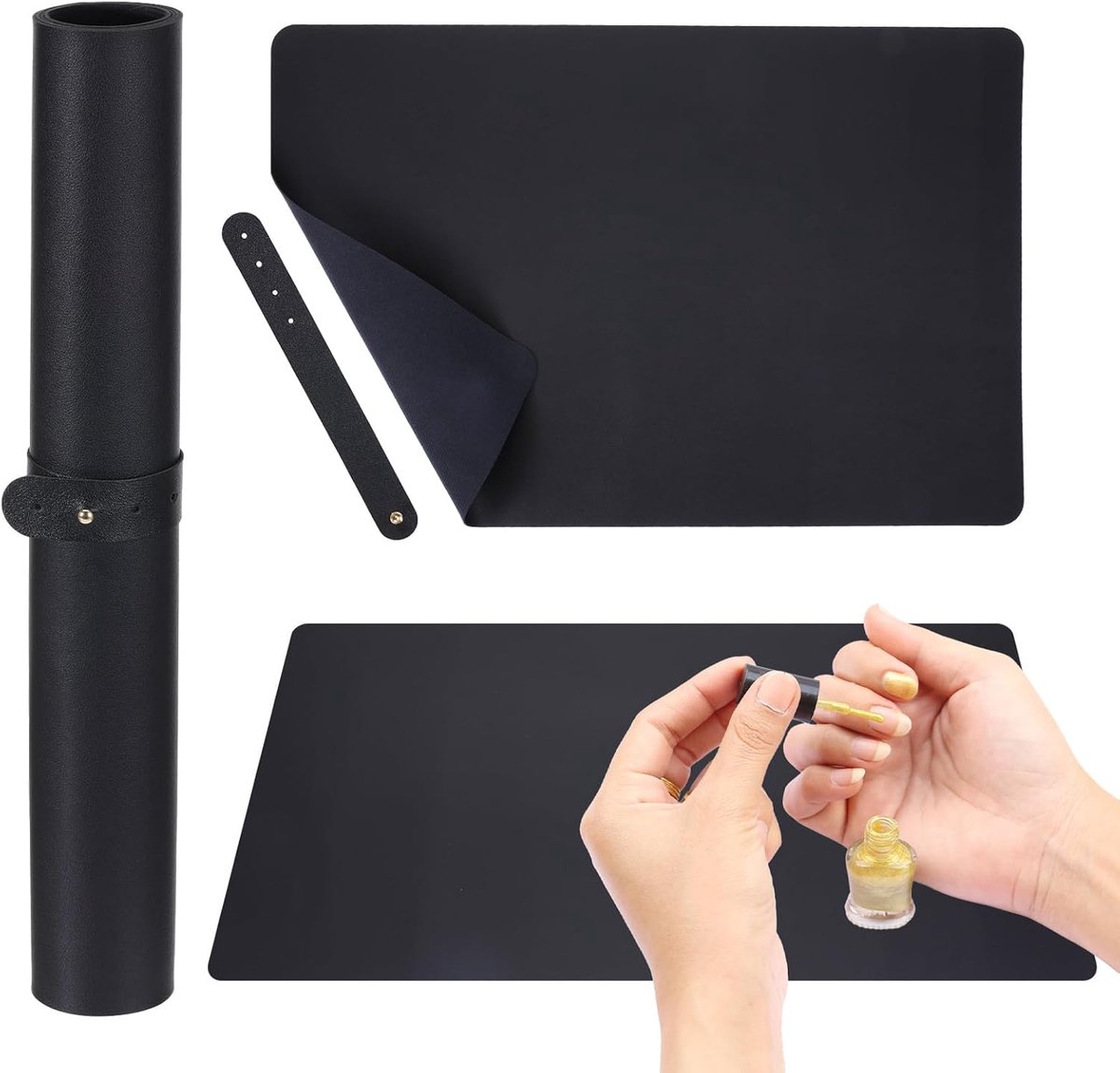 opvouwbaar armleuningkussen voor nagels Zacht handondersteuningskussen van PU-leer Manicure-bureauonderlegger Nageltrainingskussen Manicure-make-up maken (Zwart)