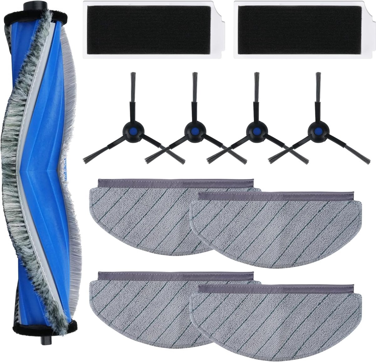 PRO Plus Accessoireset voor ECOVACS DEEBOT N20 PRO Plus robotstofzuiger, 1 hoofdborstel, 4 doeken, 2 HEPA-filters, 4 zijborstels