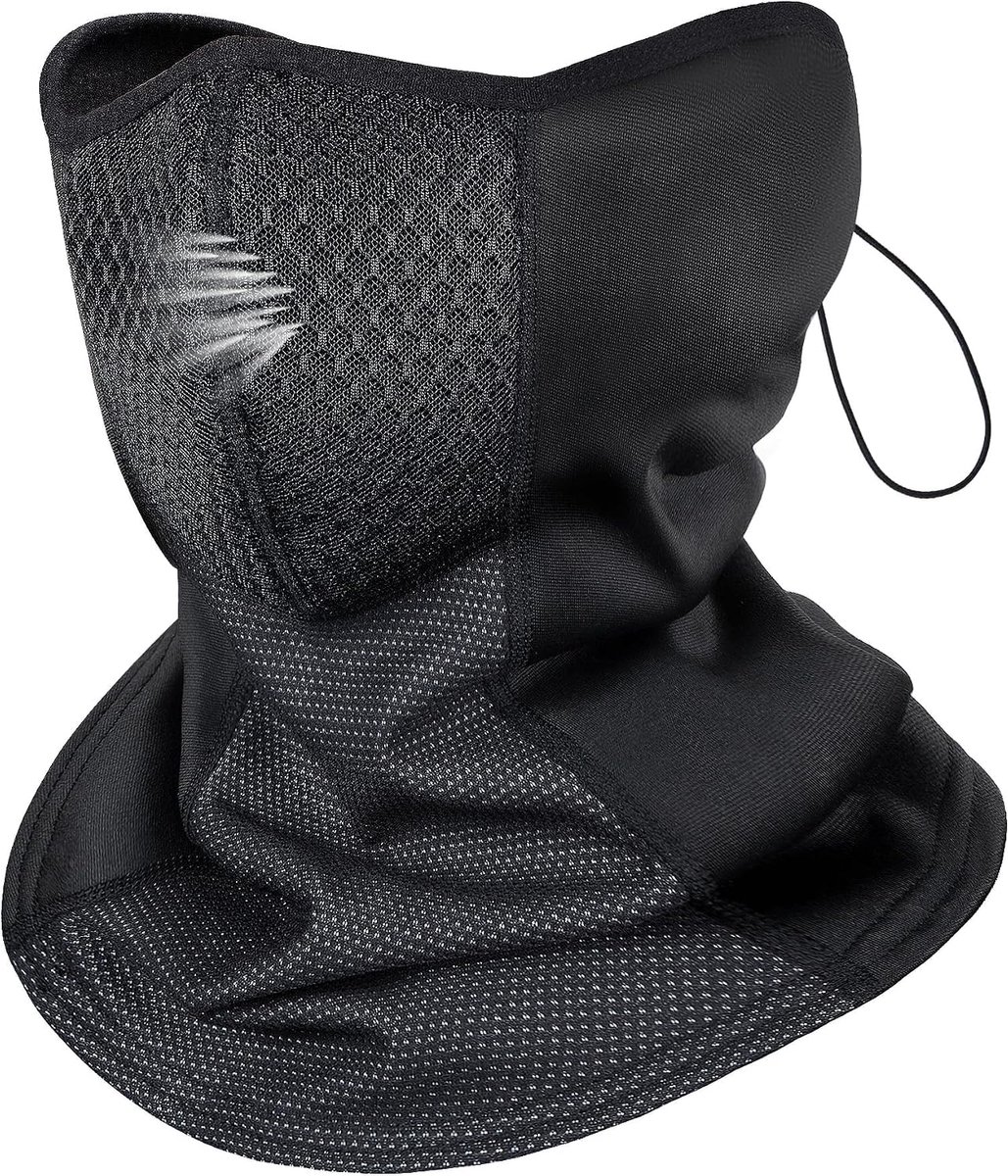 Zwarte Running Thermo nekwarmer heren dames ademend winddicht elastisch sport nekwarmer, Zwart, Eén maat