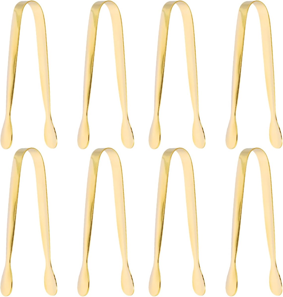 volumoon Suikerclips, 8 stuks suikertang van roestvrij staal, mini-tang om te serveren van roestvrij staal voor keuken, multifunctionele ijstang voor bruiloft, barbecue, koffie (11 × 1,6 cm, goud)