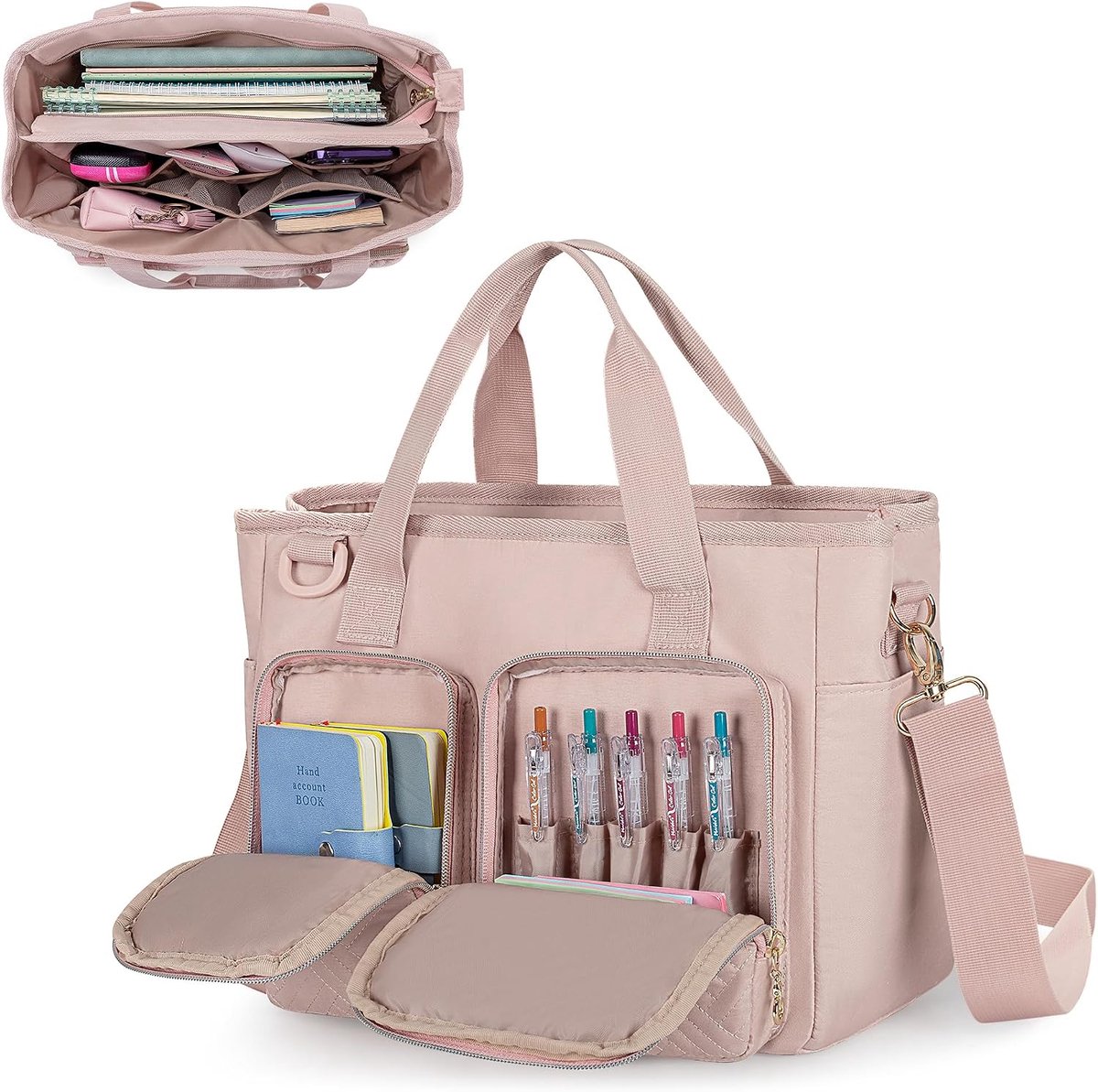 Multi Pockets Aufbewahrungskoffer für Tagebuchzubehör, roze, Modern design