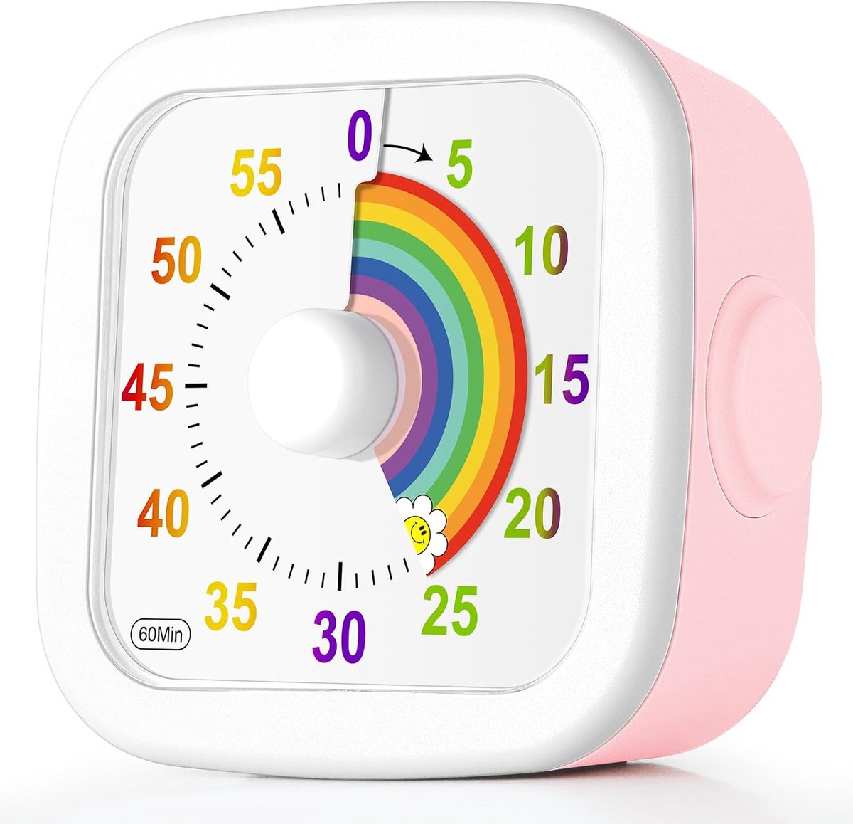 60 Minuten Visuele Timer, Visuele Timer Kind, Visuele Countdown Timers Met Silent Operation, Bureau Timer Regenboog Patroon, Klaslokaaltimer, Keukentimers, Voor Bakken, Fitnessruimte, Roze