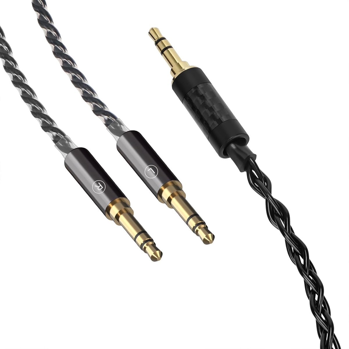 Upgrade Audiokabel Compatibel met Hifiman Sundara, Ananda, Arya, HE400SE, HE4XX, HE-400i, Denon AH-D600 AH-D7200 6N OCC 4,4 mm naar Dual 3,5 mm Vervangende AUX-kabel (3.5mm Male)