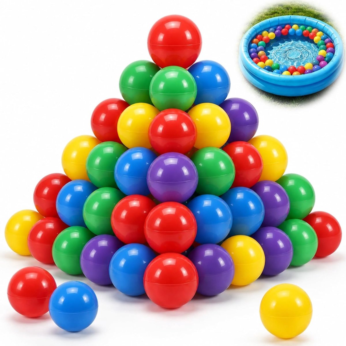 kunststof ballen, 50 stuks, gemengde kleuren, 5,5 cm, BPA-vrij, geschikt voor grijpen en werpen, ideaal voor kinderbaden en ballenbad