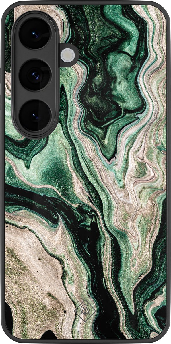 Casimoda® hoesje - Geschikt voor Samsung Galaxy S26 - Groen marmer / Marble - Luxe Hard Case Zwart - Backcover telefoonhoesje - Groen