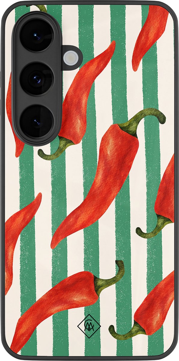Casimoda® hoesje - Geschikt voor Samsung Galaxy S26 - Hot Pepper Vibes - Luxe Hard Case Zwart - Backcover telefoonhoesje - Groen