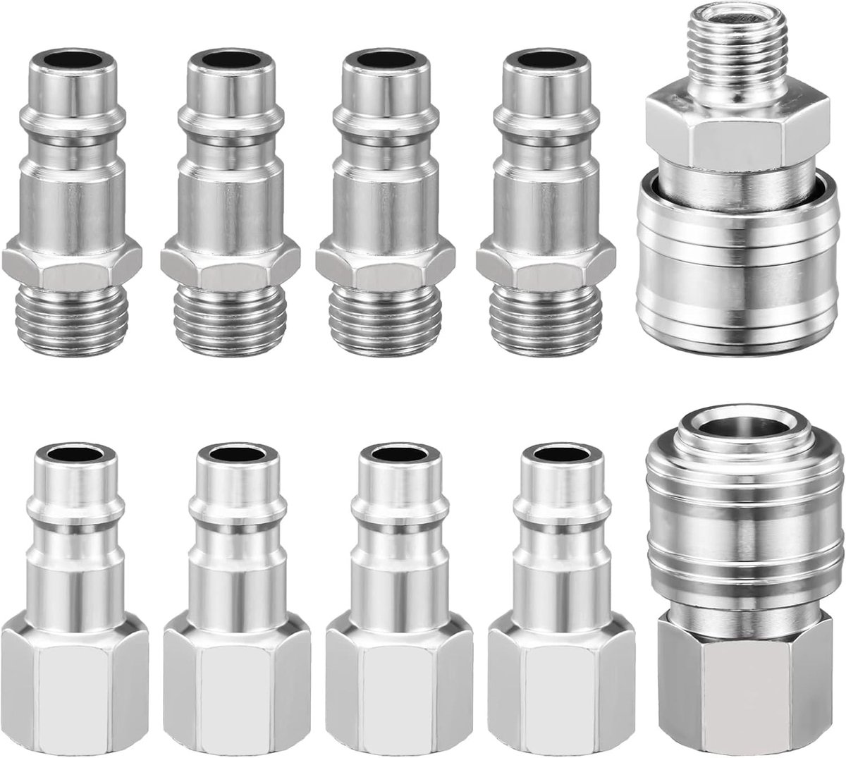 Snelle Luchtkoppeling Set van 10 - Compressed Air Couplers