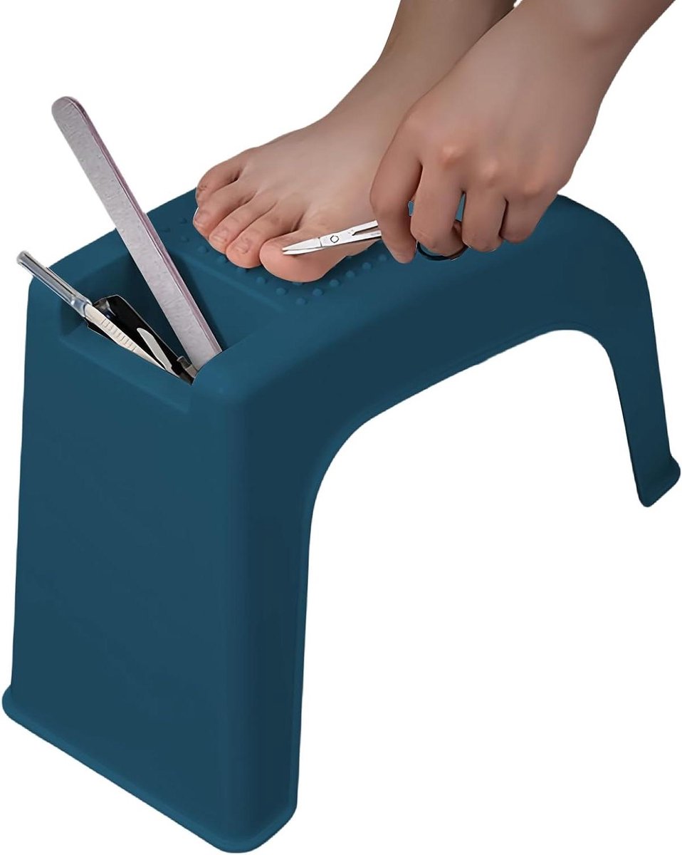 Pedicure Voetenbankje - Voetensteun Kruk - Voetverzorging Salon - Antislip Stabiliteit - 37.5x28x16.5 cm - Blauw