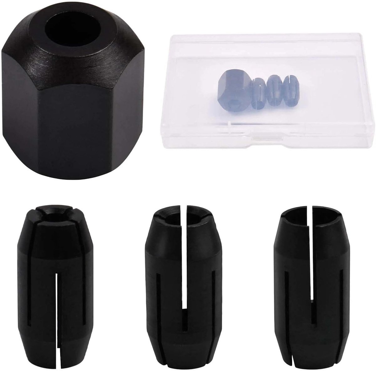 4 stuks CN1 reserveset met klem en moer, 3 klemmen (1/8 inch, 5/32 inch, 1/4 inch) en 1 moer voor spiraalzaaggereedschap en gipsplaatsnijgereedschap compatibel met
